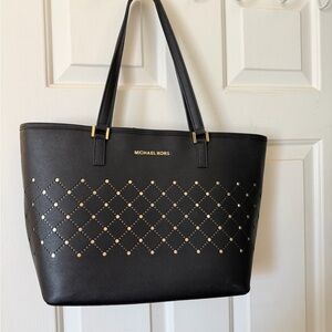 Michael Kors Black Tote with Gold Accents
